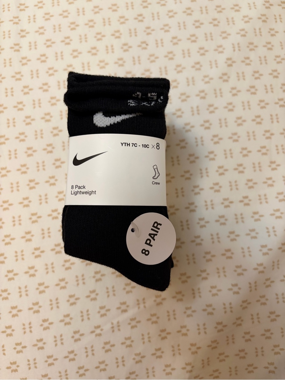 Nike Kid’s Black Crew Socks - 8 Pack